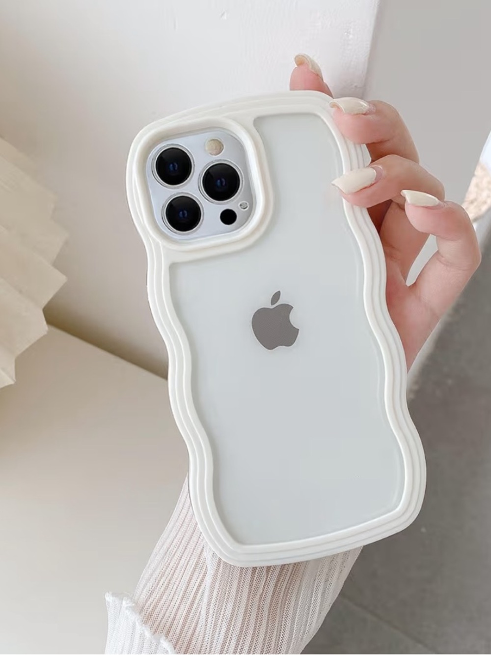 iPhone 15 Pro Max Case, Cute Curly Wave Frame clear soft silicone